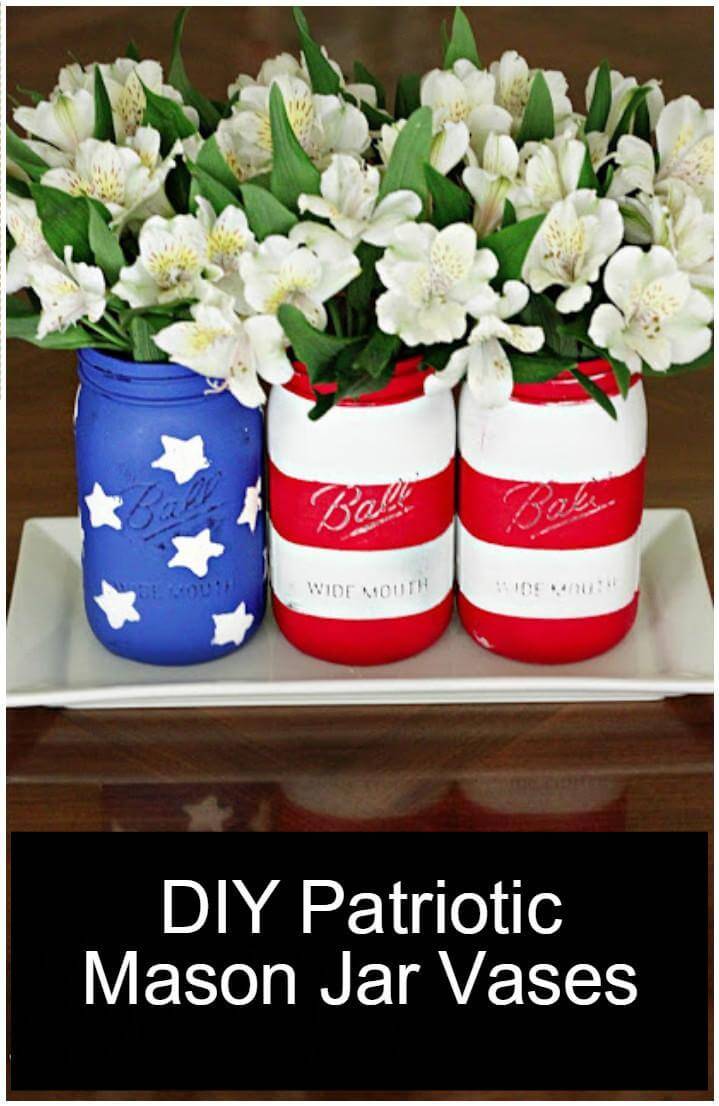DIY patriotic Mason jar vases